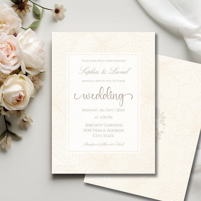 Elegant Minimalist Monotone Floral Wedding Invitation (Creator Uploaded)