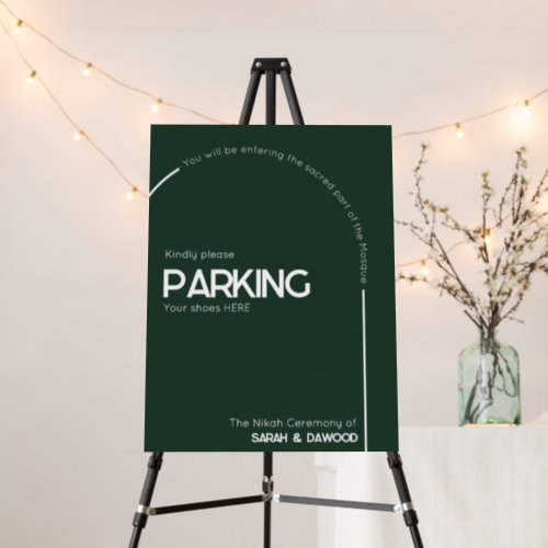 Elegant Minimalist Muslim Green White Parking Sign