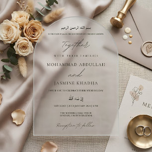 Elegant Minimalist Muslim Wedding Acrylic Invitations