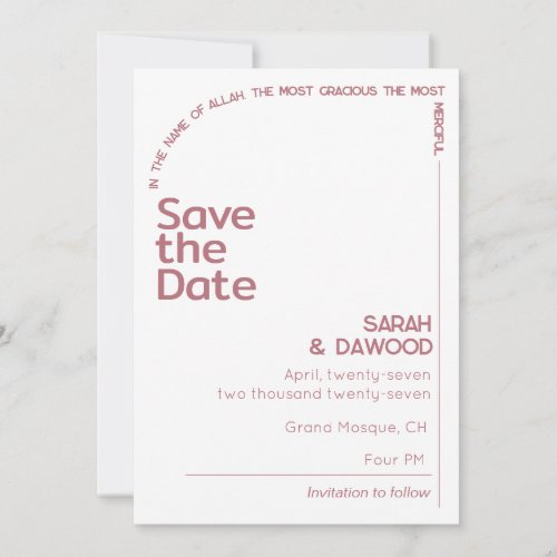 Elegant Minimalist Muslim White Rose Gold Wedding Save The Date
