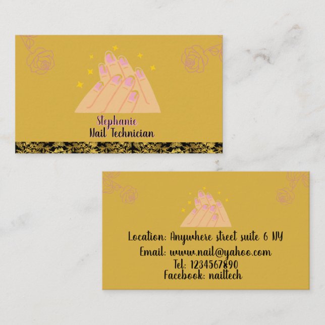 Elegant minimalist nail tech logo  beauty  business card (Front/Back)