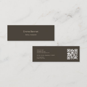 Elegant Minimalist Name Company details Qr code Mini Business Card