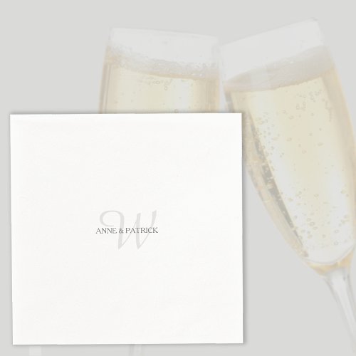 Elegant minimalist names wedding monogram napkins