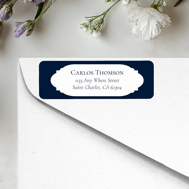Elegant Minimalist Navy Blue RSVP Address Label (Creator Uploaded)