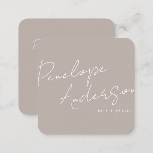 Elegant Minimalist Neutral Gray Boho Chic Modern Square Business Card