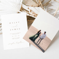 Elegant Minimalist Neutral Script Photo Wedding