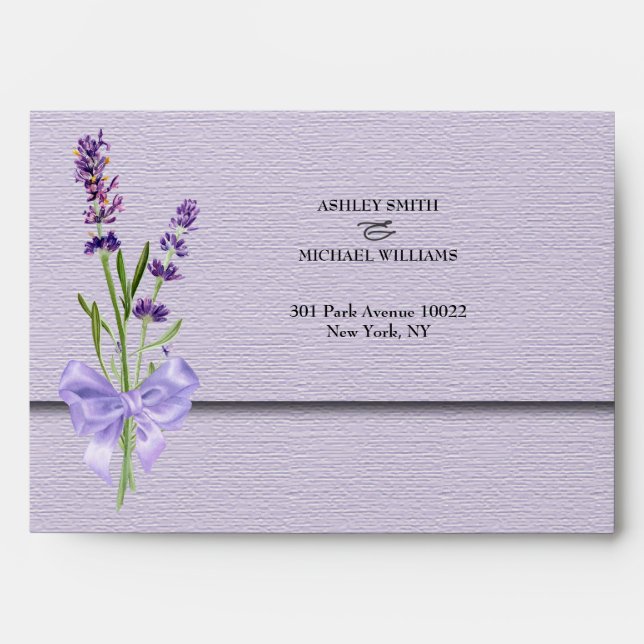 Elegant Minimalist New Fashion Lavander Wedding In Envelope (Front)