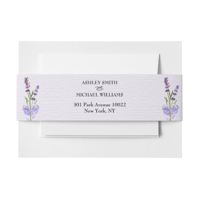 Elegant Minimalist New Fashion Lavender Wedding Invitation Belly Band (Front Example)