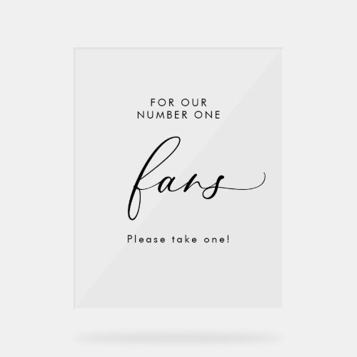 Elegant Minimalist Number One Fans Wedding Acrylic Sign