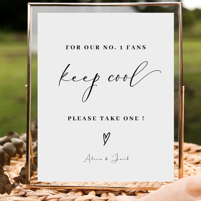 Elegant Minimalist Number One Fans Wedding Sign (Creator Uploaded)