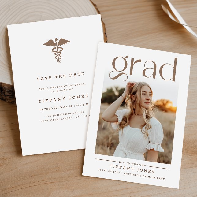Elegant Minimalist Nursing Graduation Party Photo Invitation (Creator Uploaded)
