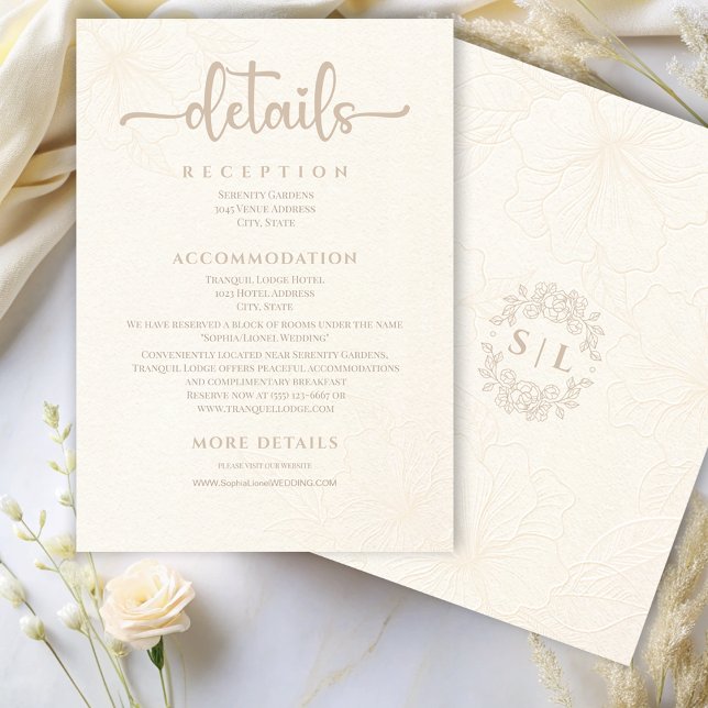 Elegant Minimalist Off White Floral Wedding Enclosure Card (Creator Uploaded)