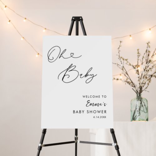 Elegant Minimalist Oh Baby Shower Welcome Sign 