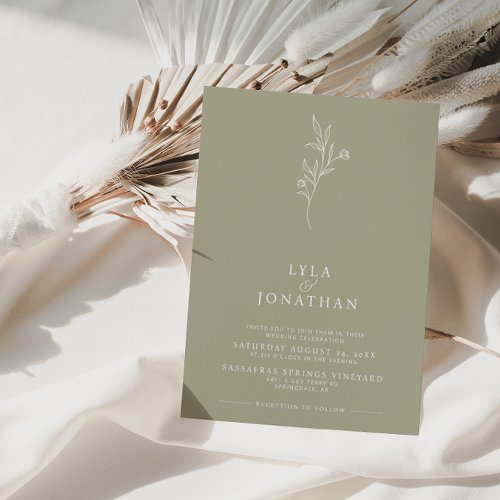 Elegant Minimalist Olive Green Floral Wedding