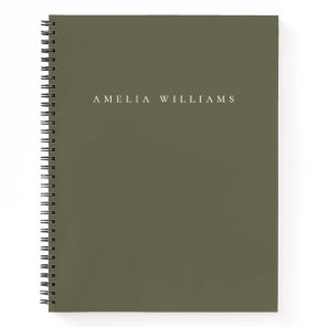 Elegant Minimalist Olive Green Monogram Notebook