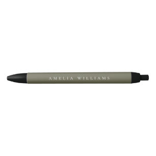 Elegant Minimalist Olive Green Monogram Pen