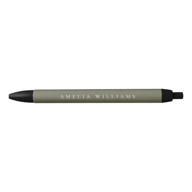 Elegant Minimalist Olive Green Monogram Pen (Front)