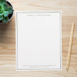 Elegant Minimalist Olive Green Two Border Letterhead<br><div class="desc">Create your own personalized letterhead with elegant chic typography name and two border lines in olive green color.</div>