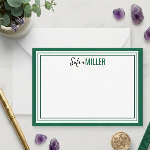 Elegant Minimalist Olive Green Two Border Note Card
