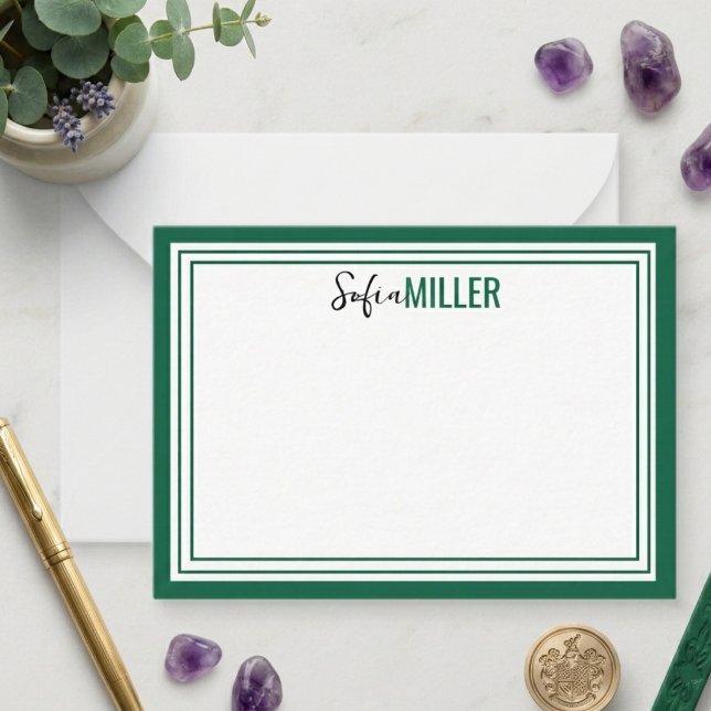 Elegant Minimalist Olive Green Two Border Note Card (Elegant Minimalist Olive Green Two Border Note Card
)