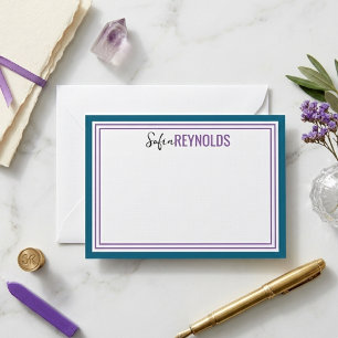 Elegant Minimalist Olive Green Two Border Note Card
