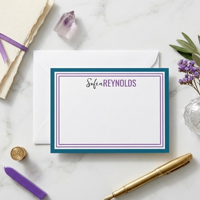 Elegant Minimalist Olive Green Two Border Note Card (Elegant Minimalist Olive Green Two Border Note Card
)