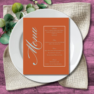 Elegant Minimalist Orange and Teal Wedding Menu Flyer