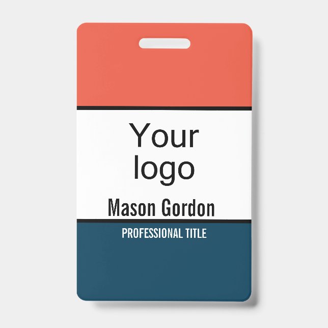 Elegant, minimalist orange blue badge (Front)