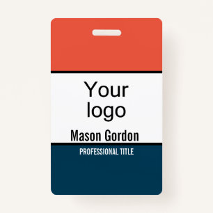Elegant, minimalist orange blue badge