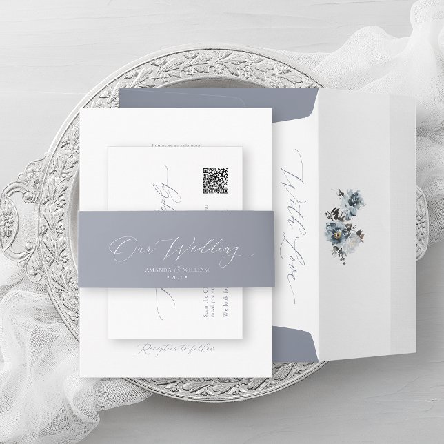 Elegant Minimalist “Our Wedding” Invitation Belly Band (Creator Uploaded)
