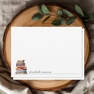Elegant Minimalist Personalized Book Lover's Note Card