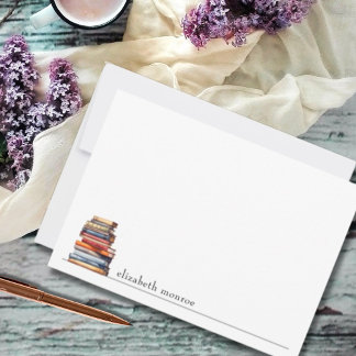 Elegant Minimalist Personalized Book Lover's Note Card