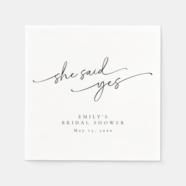 Elegant, Minimalist Personalized Bridal Shower Napkins (Front)