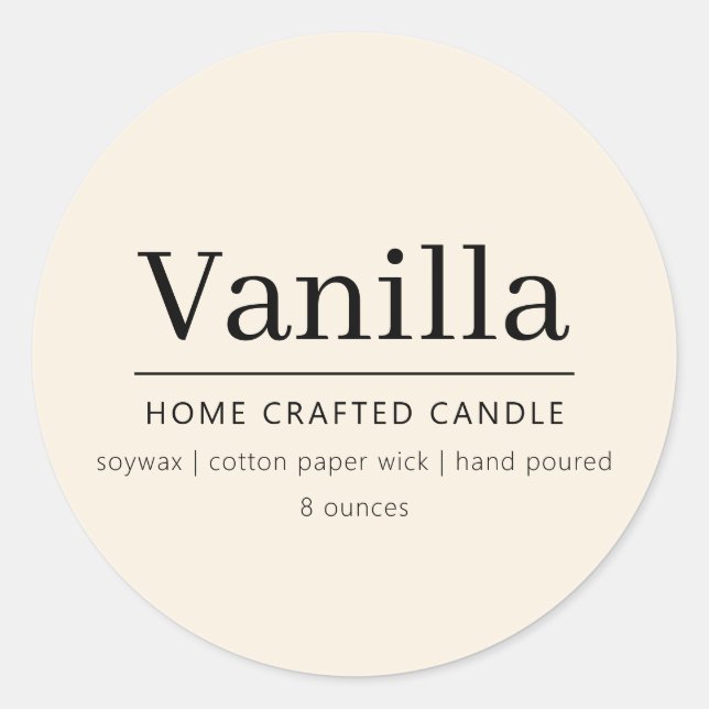 Elegant Minimalist Personalized Candle Label (Front)
