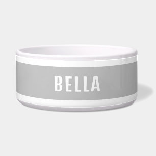Elegant Minimalist Personalized Grey Pet Bowl