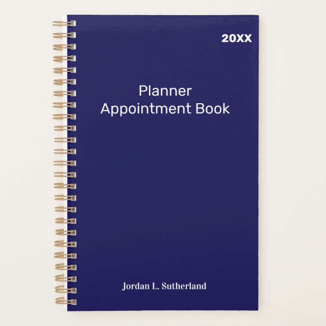 Elegant Minimalist Personalized Logo Blue Planner (Front)