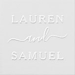 Elegant Minimalist Personalized Wedding Monogram Embosser<br><div class="desc">Minimalist wedding embosser design features classic block lettering combined with elegant and modern script writing with romantic flourishes. The custom monogram text can be personalized with the bride and groom first names.</div>
