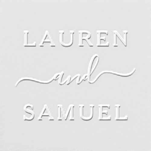 Elegant Minimalist Personalized Wedding Monogram Embosser