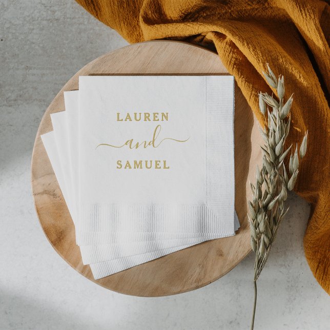 Elegant Minimalist Personalized Wedding Monogram Foil Napkins (Creator Uploaded)