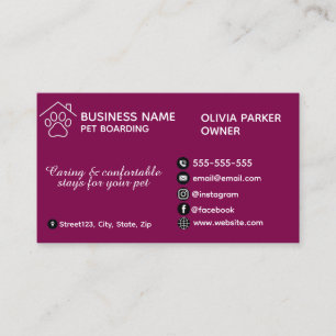 Elegant Minimalist Pet Boarding Customizable  Business Card