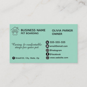 Elegant Minimalist Pet Boarding Customizable Business Card