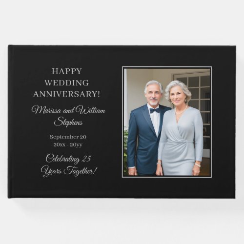Elegant Minimalist Photo 25th Wedding Anniversary Guest Book