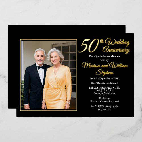 Elegant Minimalist Photo 50th Wedding Anniversary