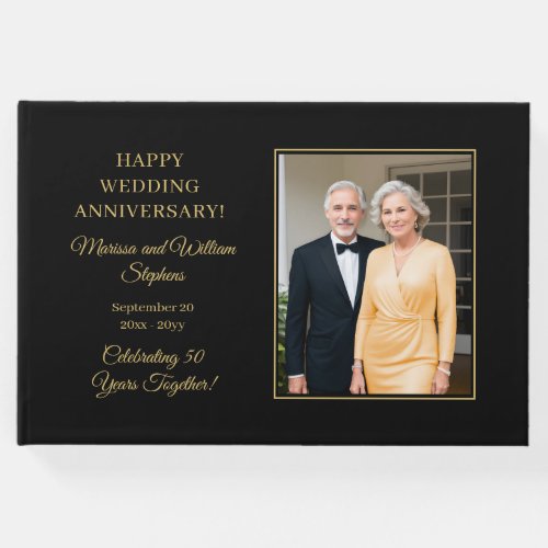 Elegant Minimalist Photo 50th Wedding Anniversary Guest Book