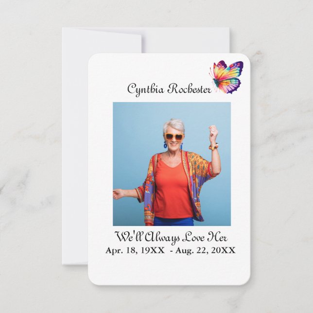 Elegant Minimalist Photo Black White Prayer Card (Front)