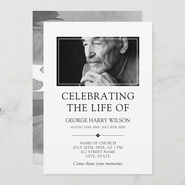 Elegant Minimalist - Photo - Celebration of Life Invitation | Zazzle