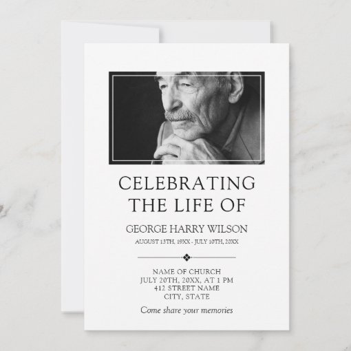 Elegant Minimalist - Photo - Celebration of Life Invitation | Zazzle