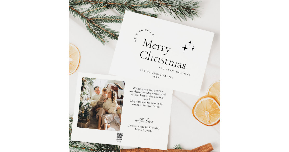 Elegant Minimalist Photo Christmas Greeting Holiday Card | Zazzle