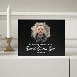 Elegant Minimalist Photo Classic Memorial Funeral Guest Book