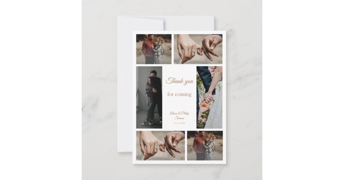 Elegant minimalist Photo Collage thank you card | Zazzle